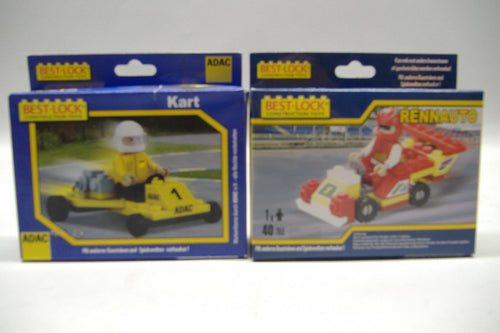 Best Lock Construction Toys Zweier Pack 2 Rennautos mit 2 Rennfahrern Neu & Ovp