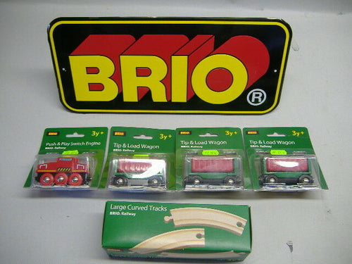 BRIO Rangierlok mit Entkopplungsautomatik und 3 Anhängern & Schienen NEU & OVP