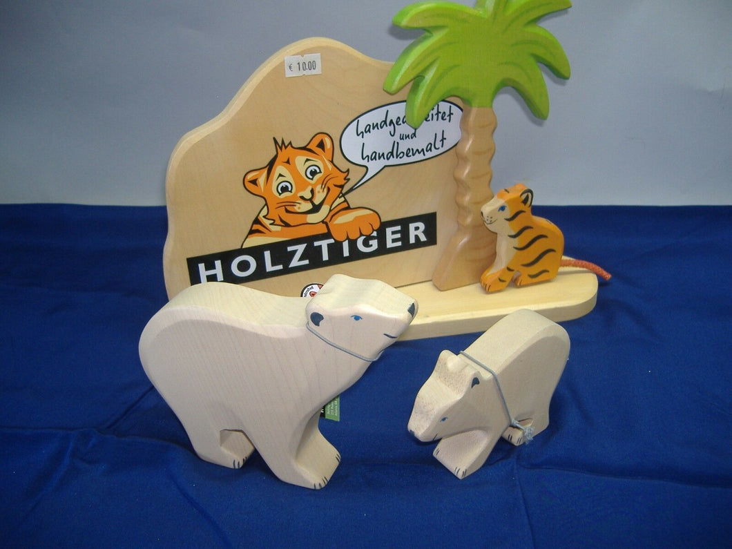 HOLZTIGER 2 Holzspielfiguren Eisbären  NEU & OVP