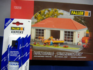 Faller 120258 FAHRZEUGHALLE "STRASSENMEISTEREI"  inkl. Kleber  H0  Neu & OVP
