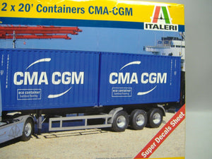 ITALERI 3861 DAF 105 XF mit 2 x 20' Container CMA-CGM 1:24 NEU & OVP