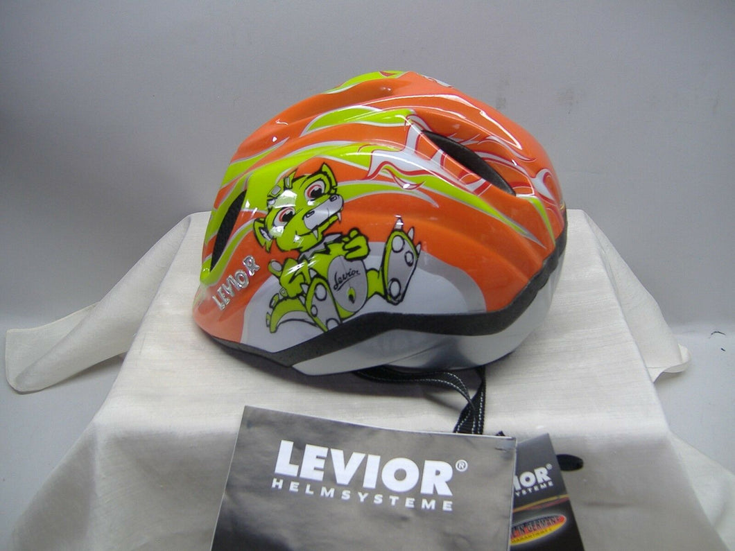 Levior Kinder Fahrradhelm Gr. S 46-52 cm orange-grün Design: Drache NEU