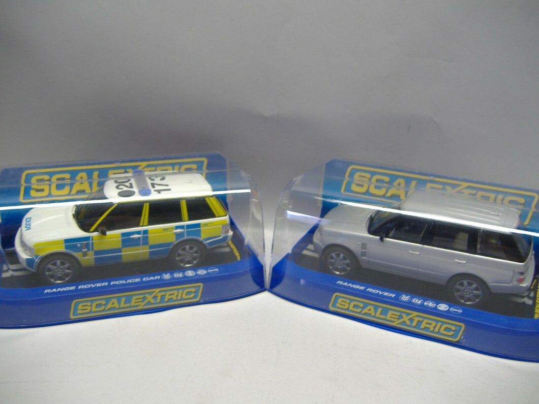 SCALEXTRIC C2808 & C2819 Range Rover Police Car/ R R Street Car analog NEU & OVP