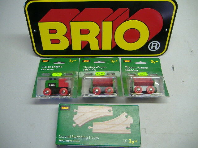BRIO Dampflok und 2 Kipp-Anhäger und 2 Weichen NEU & OVP