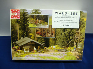 Busch H0 1035-Blockhütte, 6390-Feldinsel,1204-Weizenfeld, 6042-Waldset Neu & OVP
